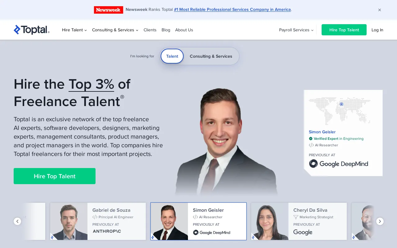 Toptal screenshot