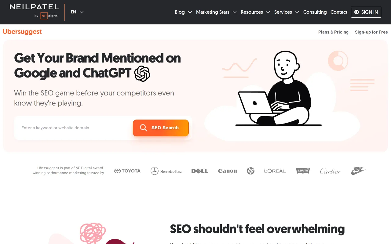 Ubersuggest screenshot