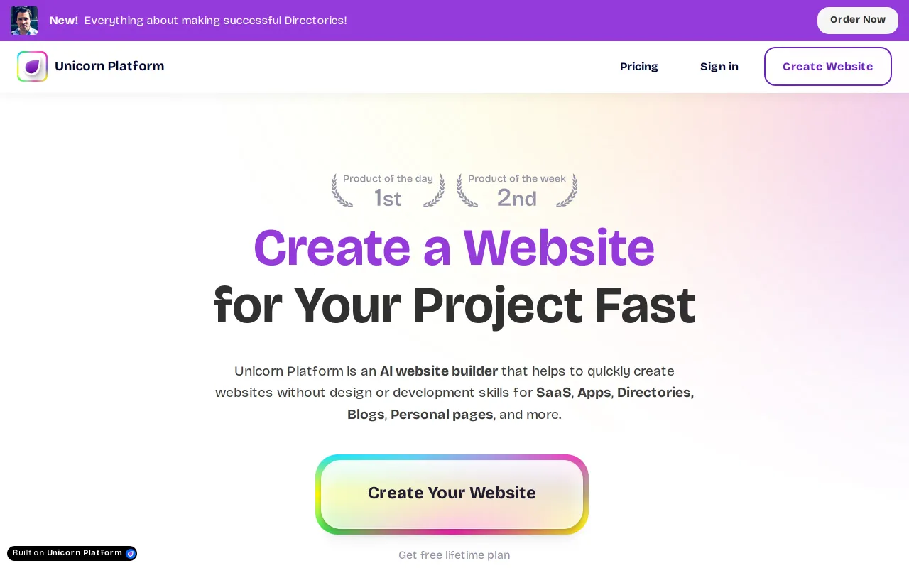 Unicorn Platform screenshot