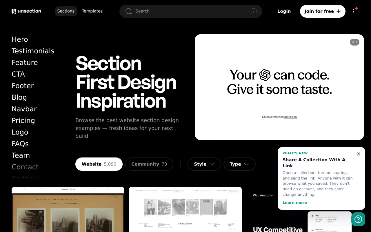 Unsection screenshot