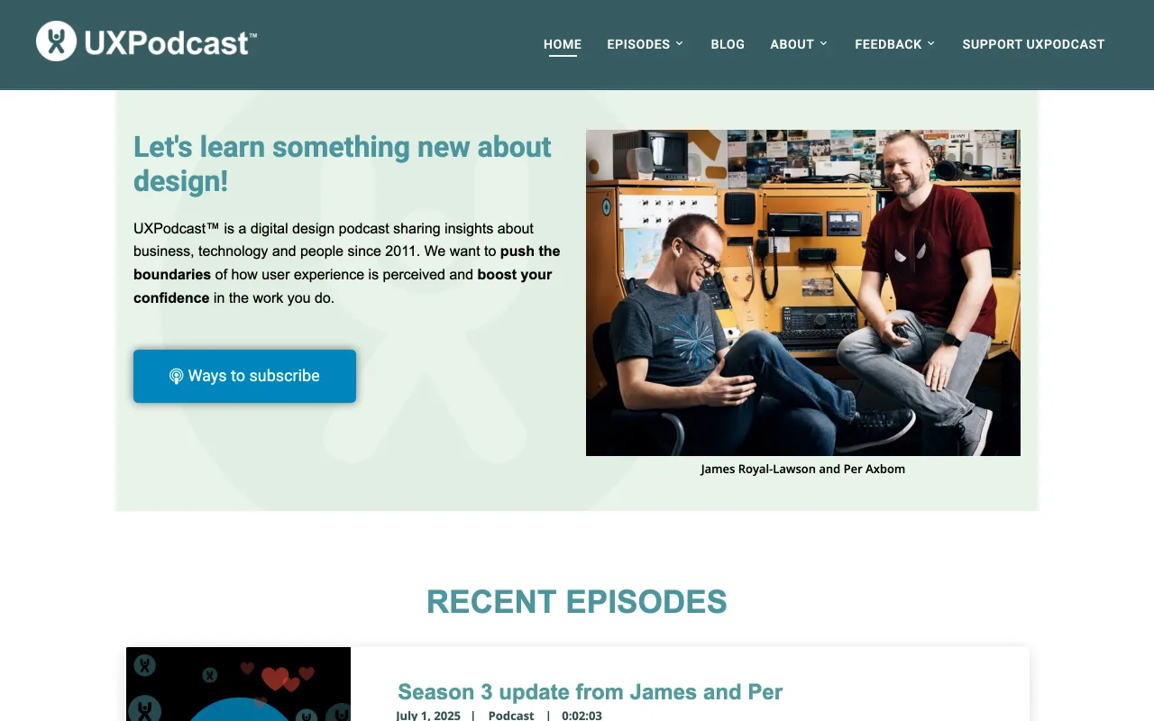 UX Podcast screenshot