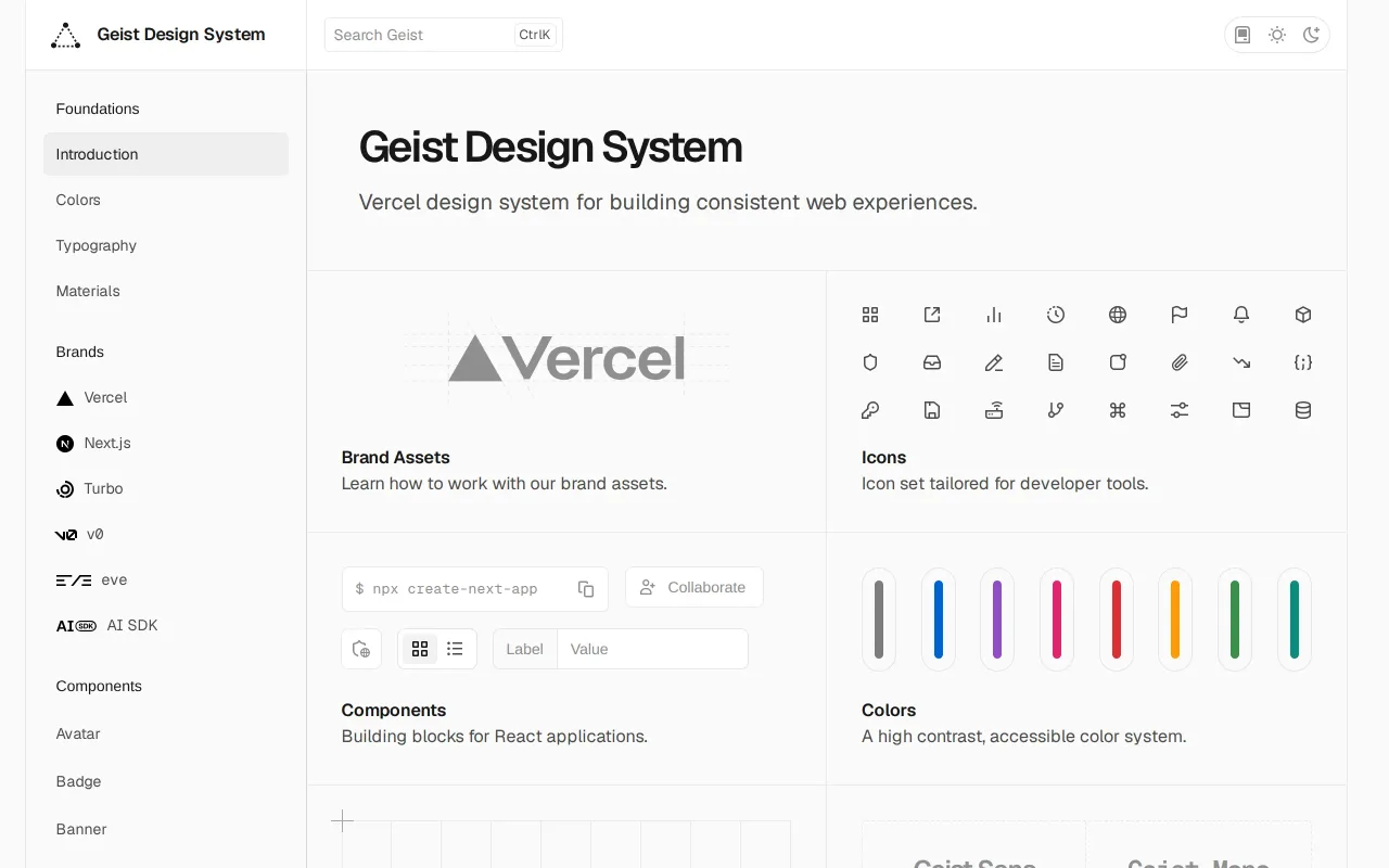 Vercel Geist screenshot