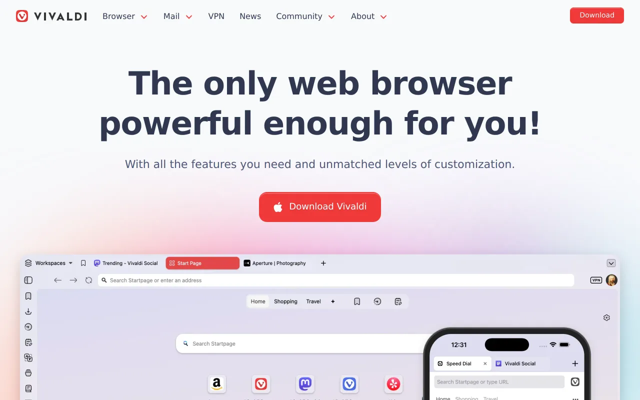 Vivaldi Browser screenshot