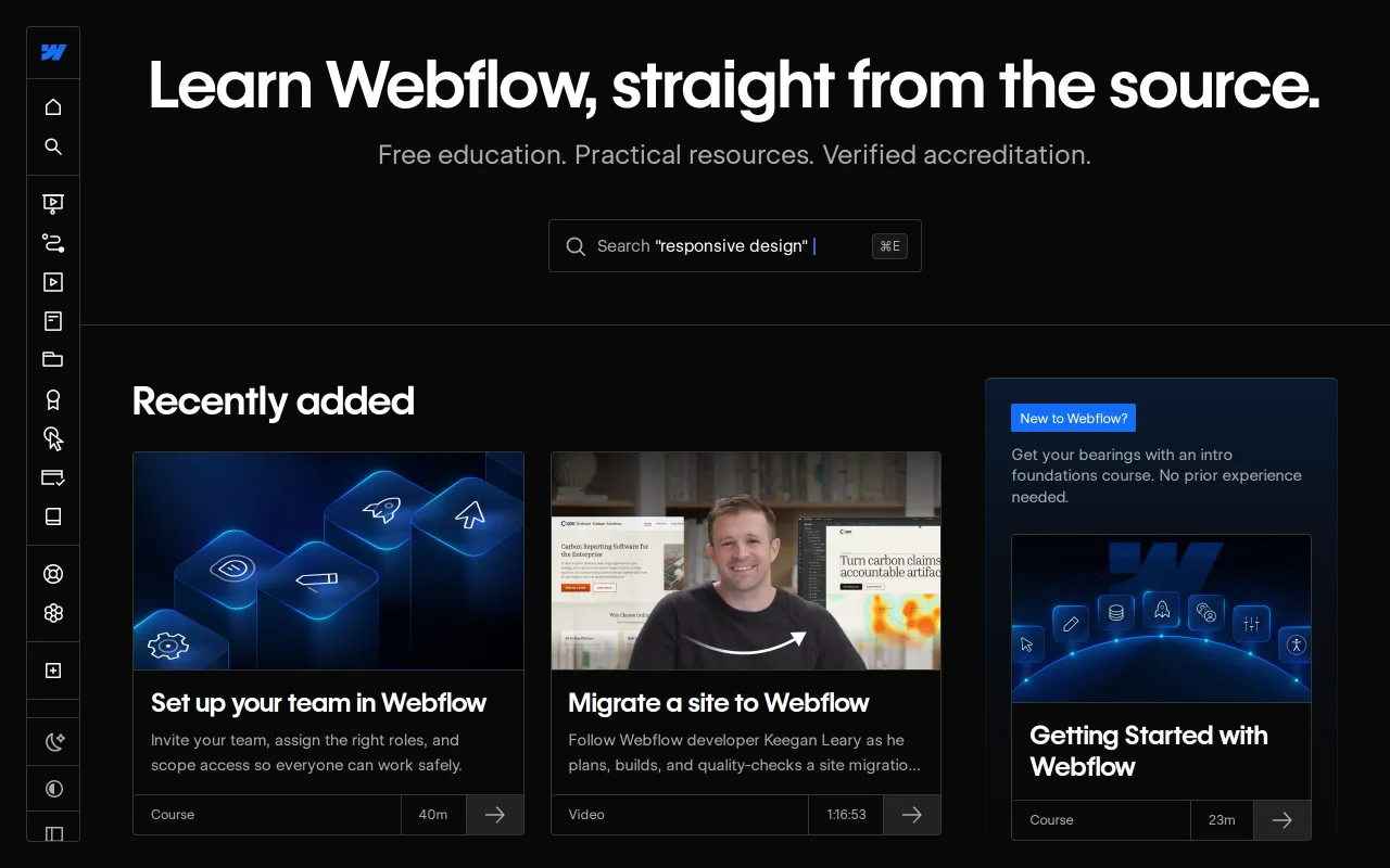 Webflow University screenshot