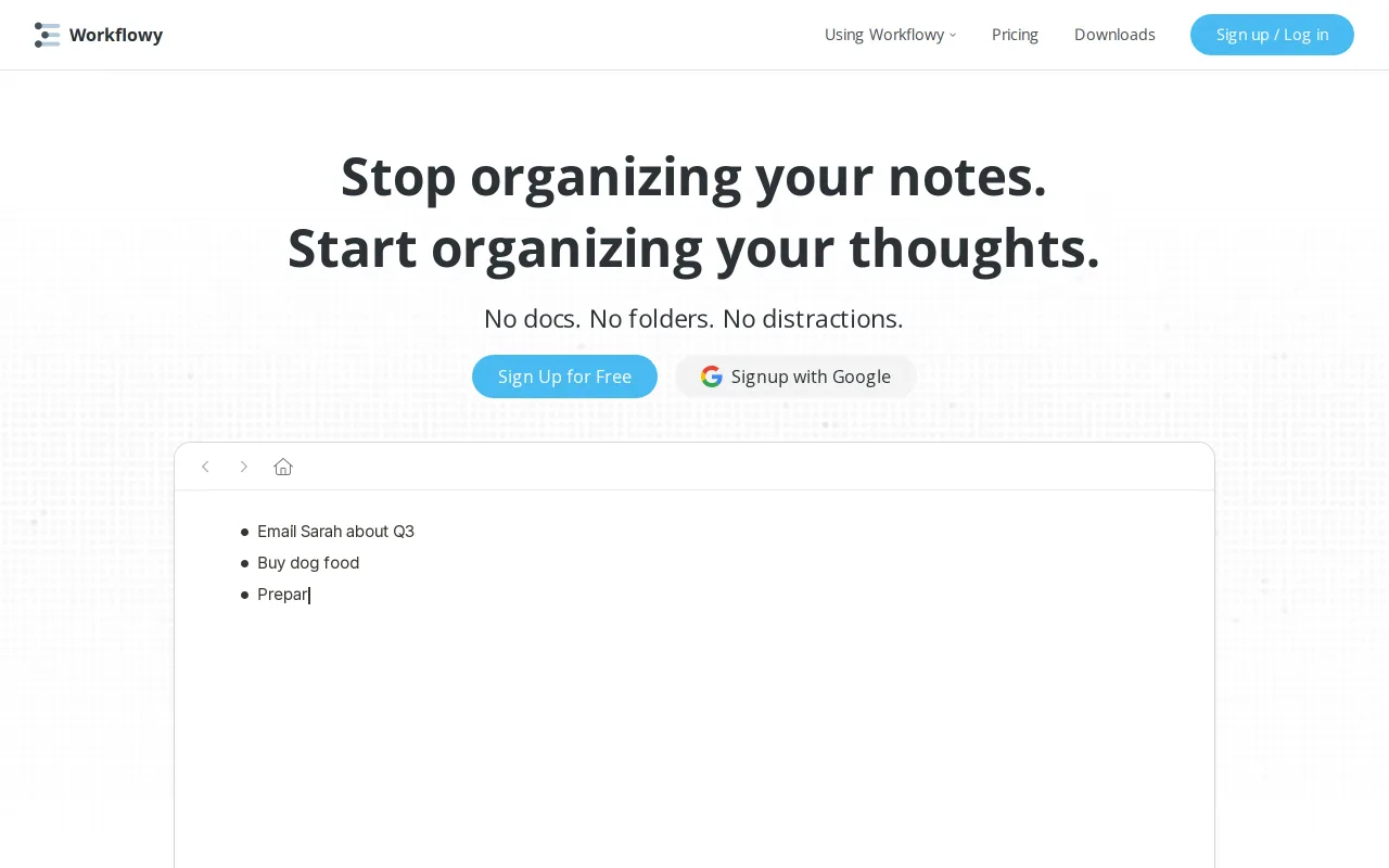 Workflowy screenshot