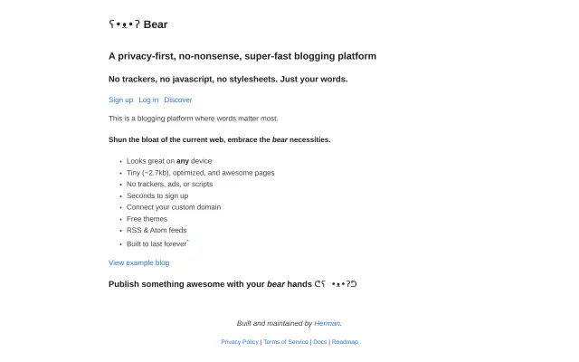 Bear Blog preview