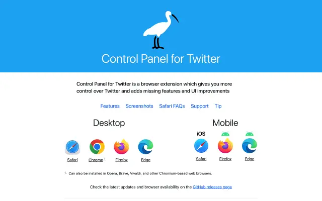 Control Panel for Twitter preview