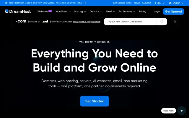 DreamHost preview