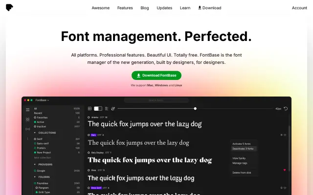 FontBase preview