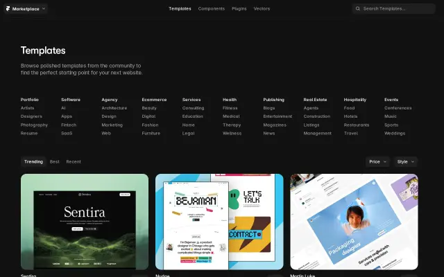 Framer Marketplace preview