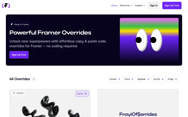 Framer Overrides preview