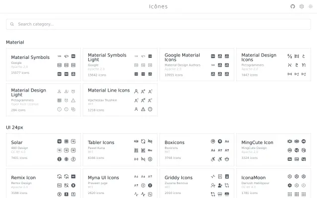 Icônes preview