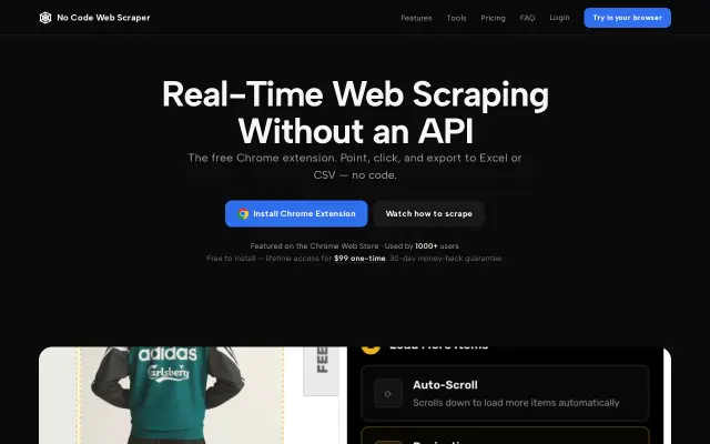 No Code Web Scraper preview