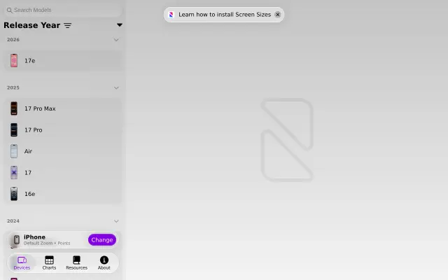 Screen Sizes preview