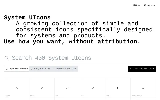 System UIcons preview