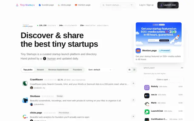 Tiny Startups preview