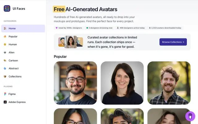 UI Faces preview