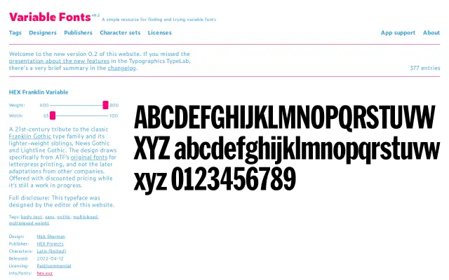 Variable Fonts preview